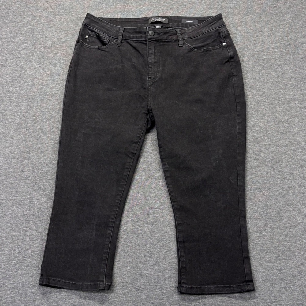Judy Blue Jeans Womens 15/32 Capri Fit Black Stretch Cropped Slim Mid Rise